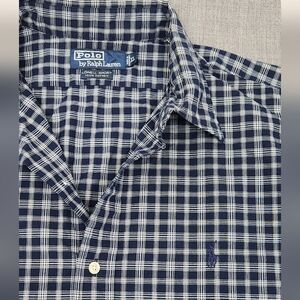Vintage Polo Ralph Lauren Blue Lowell Sport 100%Cotton Button Down Shirt XL.